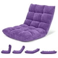 thumbnail image 1 of Costway Chaise de Sol Réglable à 14 Positions, Chaise de Jeu Pliante, Sofa, Coussinée, Violet, 1 of 8