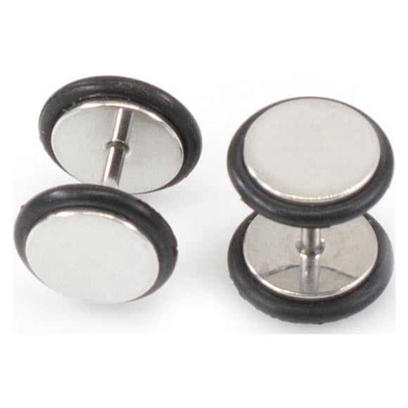 Fake Faux Cheater 16 Gauge Surgical Steel Ear Plug Earrings With Metallic Finish