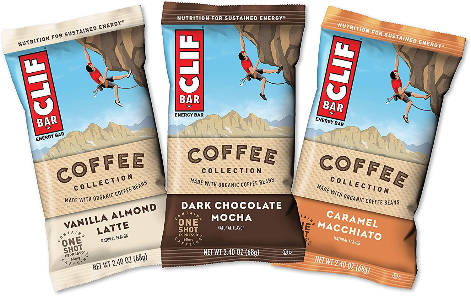 Photo 1 of Clif Bars with 1 Shot of Espresso - Energy Bars - Coffee Collection - Variety Pack - 65 MGS of Caffeine Per Bar (2.4 Ounce Breakfast Snack Bars, 15 Count) EXP FEB2021