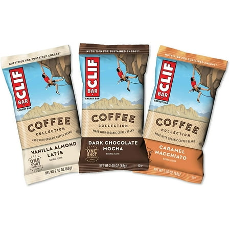 Clif Bars with 1 Shot of Espresso - Energy Bars - Coffee Collection - Variety Pack - 65 MGS of Caffeine Per Bar (2.4 Ounce Breakfast Snack Bars 15 Count)