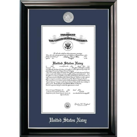 Campus Images NACCL0028.5x11 8.5 x 11 in. Patriot Frames Navy Certificate Classic Black Frame with Silver Medallion