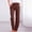 Brown plus size straight leg pants a1, variant on Cagogo Women Plus Size Straight Leg Elastic Waist Trousers with Pockets Casual Solid Loose Long Pants for Work Beach Lounge Summer Travel, Khaki L