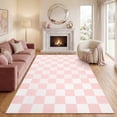 thumbnail image 2 of Garvee 6'x9' Checkered Area Rug Soft Plaid Carpet, Washable Non Slip Indoor Floor Mats for Living Room Bedroom Home Office, Light Pink, 2 of 8