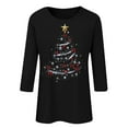 thumbnail image 4 of Busydd Christmas Shirts for Women Trendy Xmas Holiday Graphic Tshirts Shirts for Women Casual 3/4 Length Sleeve Round Neck Womens Christmas Tops 3XL, 4 of 4