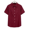 thumbnail image 6 of ShiShine Womens Short Sleeve Shirts V Neck Collared Button Down Shirt Solid Color Summer Casual Tops S-5XL, 6 of 7