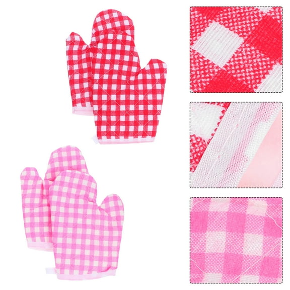 MLINS 4 Pcs Children'S Oven Mitts Heat-Resistant Gloves For Baking And Cooking Anti-Scald Kitchen Mitts Oven Baking Mitten Insulated Gloves
