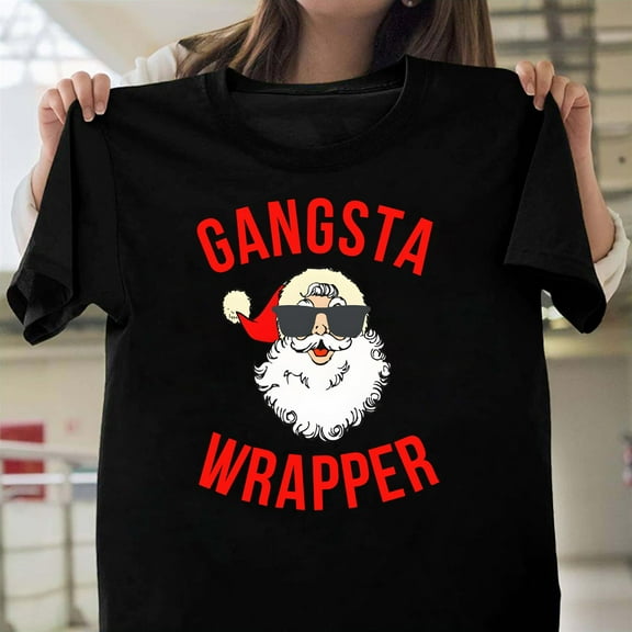 Funny Gangsta Wrapper St. Nick Rapper Graphic Unisex T-Shirt, Christmas Holiday Gift G0777, Up to Size 5XL