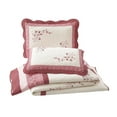 thumbnail image 4 of Modern Heirloom Caroline Red Floral Embroidered and Pieced Single Bedspread, Queen Size, 4 of 5