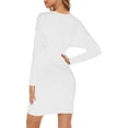 thumbnail image 4 of Sngxgn Women's Dress Long Sleeve Crewneck Dress(White,XXL), 4 of 8