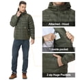 thumbnail image 4 of Muvtei Men's Puffer Jacket Hooded Windproof Full Zip Casual Coat Warm Water Resistant Jacket Lightweight Winter Outerwear Green-2XL, 4 of 10