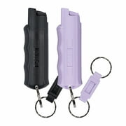 SABRE Pepper Spray Keychain with Quick Release, 2-Pack, Black & Lavender, 1in x 1in x 3.5in, Plastic