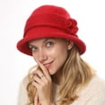 thumbnail image 3 of Women Winter Knit 1920s Vintage Bucket Bowler Hat Round Brim Warm Hat, 3 of 6