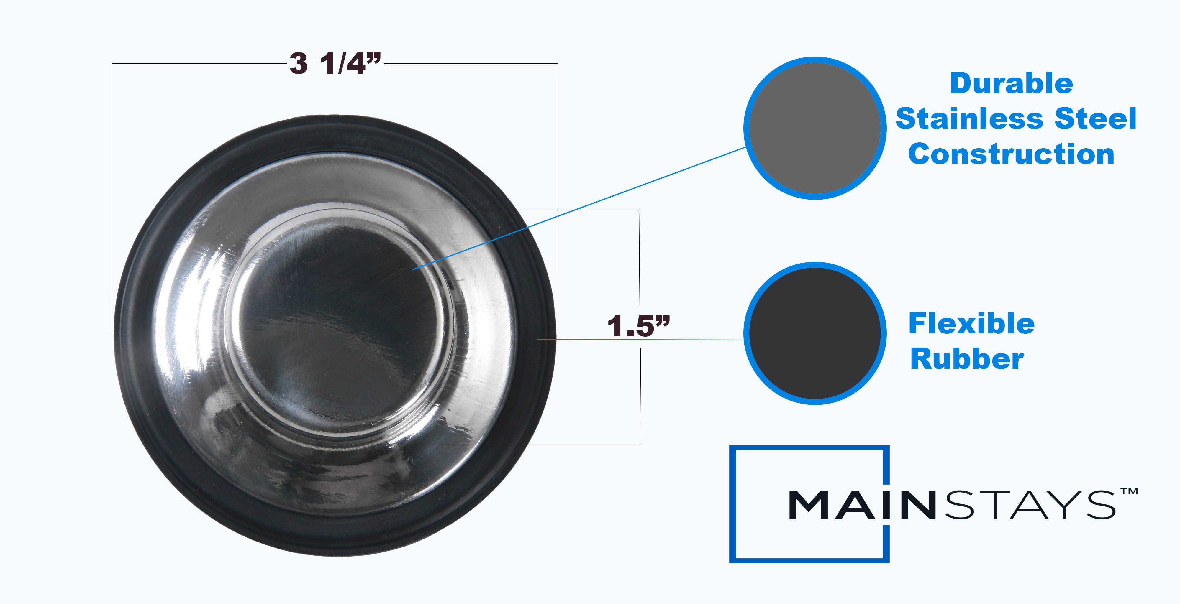Mainstays Stainless Steel Garbage Disposal and Sink Stopper Silver