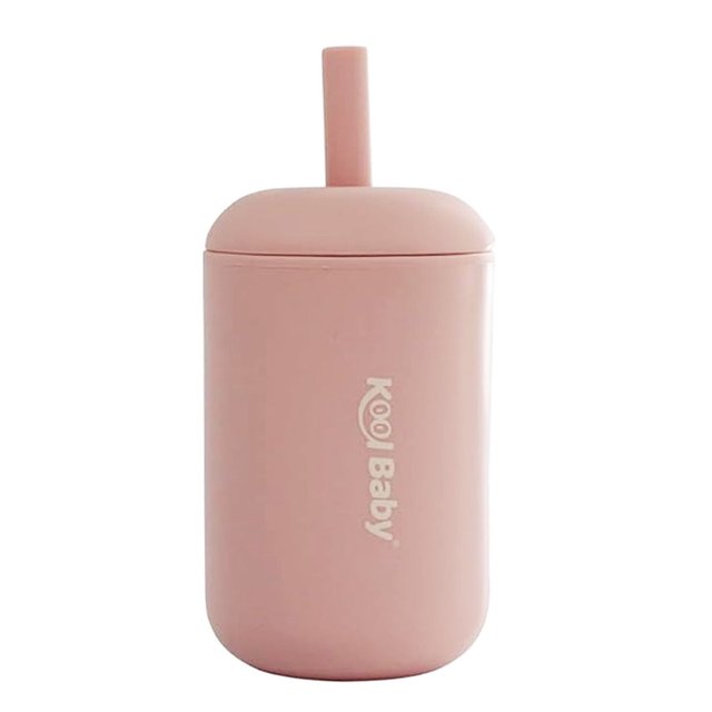 Vaso de Silicona Kool Baby con Popote Rosa Pastel