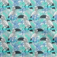 thumbnail image 1 of oneOoneCottonPoplinAquaBlueFabricTropicalFloralWithBirdsDressMaterialFabricPrintFabricByTheYard42InchWide, 1 of 4