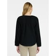 thumbnail image 2 of Time and Tru Women's Eyelet Blouse with Long Sleeves, Sizes XS-XXXL, 2 of 5