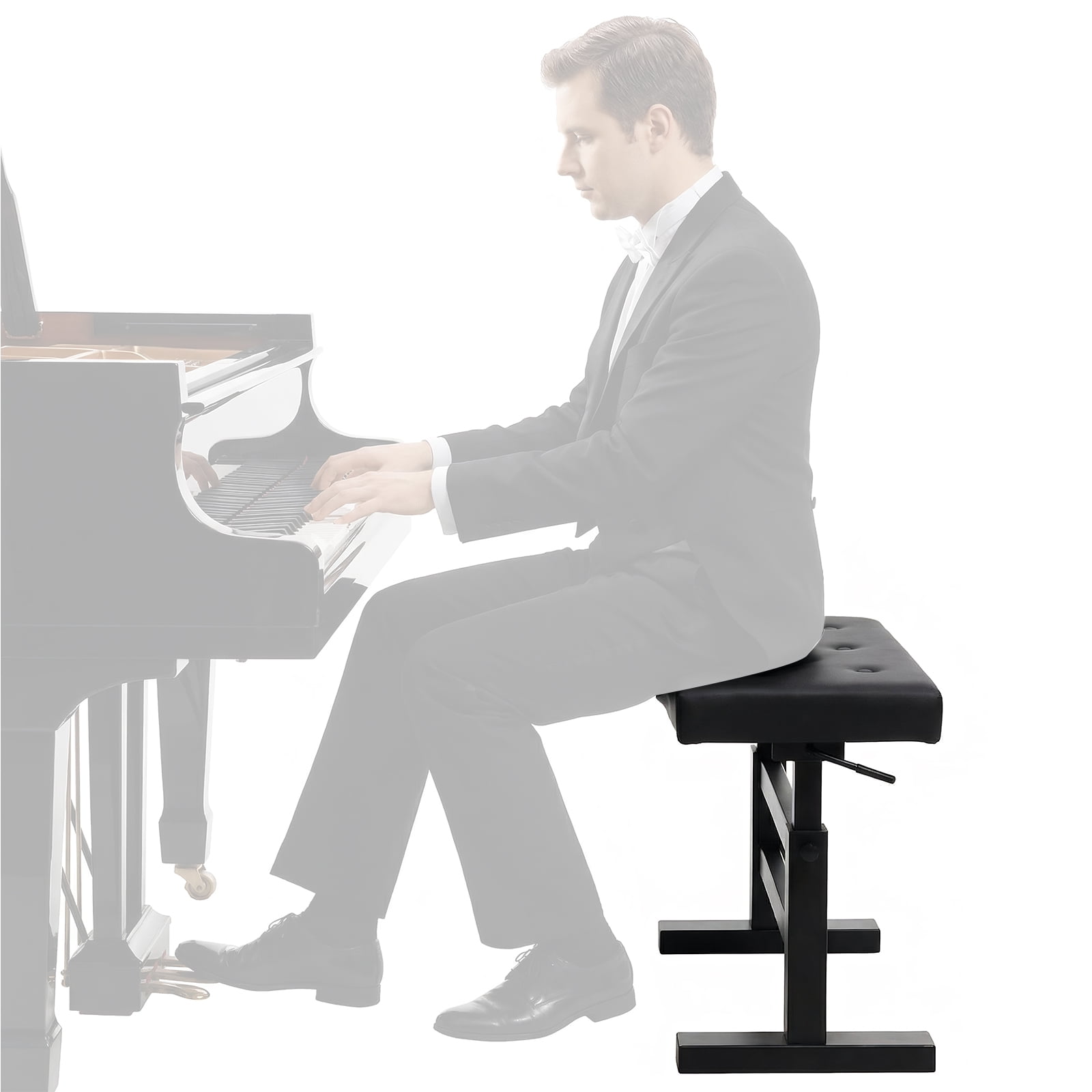 golytefs Hydraulic Lifting Piano Bench Pu Leather Height Adjustable Piano Stool Non-slip High-density Sponge Thickened Chair Load Up To 396LBS for Home/music Room/classroom (Black)