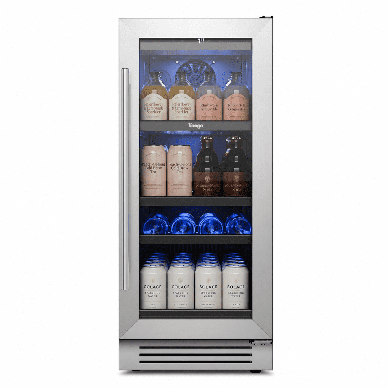 Yeego 15 Inch Beverage Refrigerator Cooler - 100 Cans Mini Fridge with Glass Door, 34-54 ℉ Drink Cooler, Built-in or Freestanding