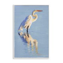 Stupell Industries Blue Egret Reflection Animals & Insects Painting White Framed Art Print Wall Art, 16 x 24