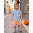 thumbnail image 5 of Loicainy Toddler Kids Boy Halloween Outfit 12 18 24 Months 2T 3T 4T 5T Short Sleeve Pumpkin Embroidery Tops and Plaid Shorts Clothes Set, 5 of 9