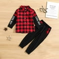 thumbnail image 2 of Casual Suit for Toddler Boy 2Pcs Long Sleeve Plaid Shirt and pants Outfits 4-8 Years, 2 of 9