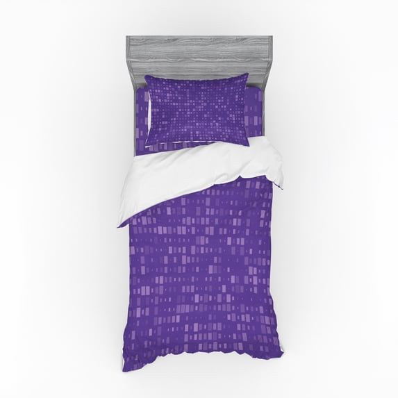 Abstract Duvet Cover Set, Geometrical Squares Composition Funky Style Modern Pattern, Bedding Set with Shams and Fitted Sheet, 3 Sizes, by Ambesonne