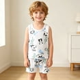 thumbnail image 5 of Amidoa Toddler Boys Girls 2 Piece Outfits Summer Clothes Graphic Cute Tank Top and Casual Shorts Kids Clothing Sets White Size 6, 5 of 7