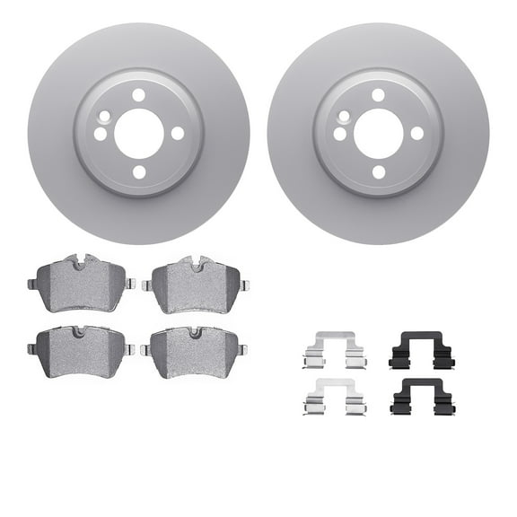 Dynamic Friction Company Front Geospec Brake Rotors with 5000 Euro Ceramic Brake Pads includes Hardware 4612-32007