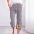 thumbnail image 1 of ICHUANYI Clearance Fashion Womens Casual Printing Elastic Loose Pants Straight Wide Leg Trousers With Pocket(Gray, L) ICHUANYI WER2023081206206, 1 of 5