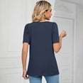 thumbnail image 4 of EFINNY Women's Square Collar Cotton Shirts Short Sleeve Solid Color T-Shirt Top Spring and Summer Blouses, 4 of 6
