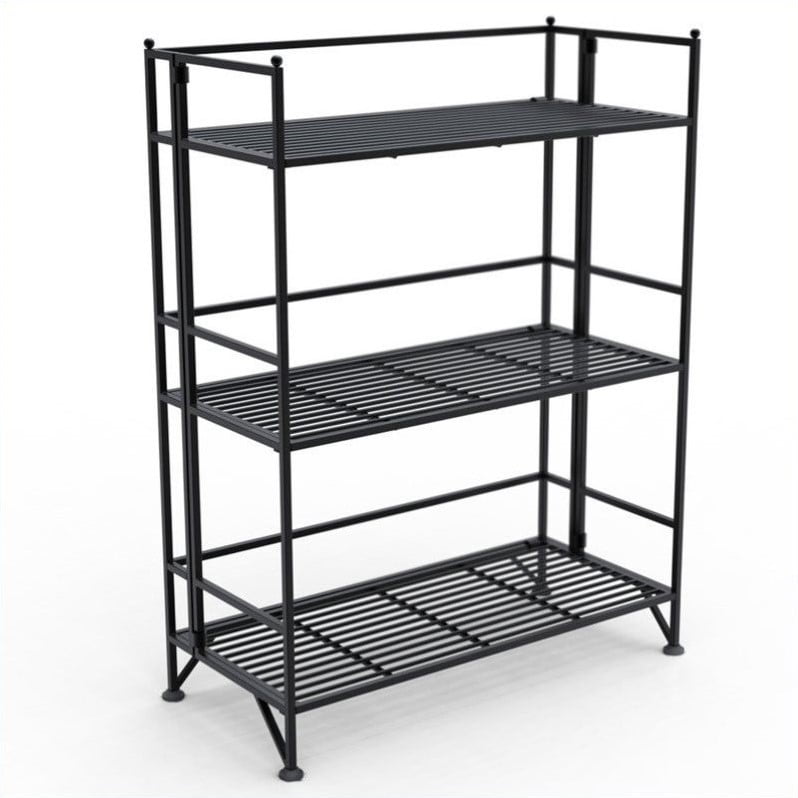 Pemberly Row 3 Tier Wide Folding Shelf in Black