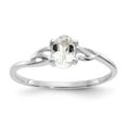 thumbnail image 1 of 10K White Gold Ring Band with Stones (04) April Topaz (White) Oval, Size 7, 1 of 5