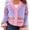 pink, variant on Women Striped Cropped Cardigan V‑Neck Button Down Long Sleeve Knit Sweater