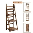 thumbnail image 4 of Fionafurn Ladder Shelf, 4 Tier Modern Bookcase, Multifunctional Bookshelf Storage Rack, Plant Flower Tools Stand, Brown, 4 of 8