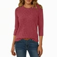 thumbnail image 3 of FINALGANG Womens T Shirt Ribbed Knit Boat Neck Three Quarter Sleeves Tunic Relaxed Fit Casual Tees For Daily Wear Fashionable Top, 3 of 6
