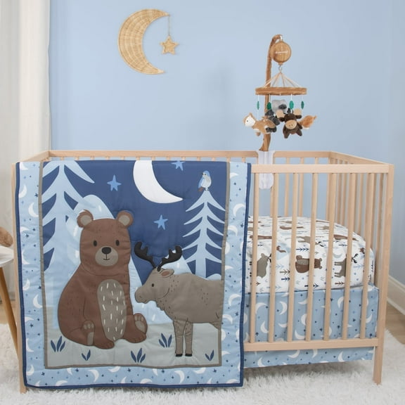 The Peanutshell Crib Bedding, Elephant Walk Baby Crib Bedding Set & Stuffie Plush Toy, 4-Piece Set