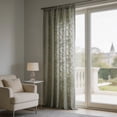 thumbnail image 2 of French Vintage Green Sheer Curtain with Embossed Floral Pattern, Rod Pocket Semi Transparent Window Panel for Living Room Bedroom, 2 of 6