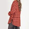 thumbnail image 5 of Brnmxoke Women's Flannel Shirts Plaid Flannel Shirts for Women Oversized Long Sleeve Button Down Buffalo Plaid Shirt Blouse Tops Orange,M, 5 of 9