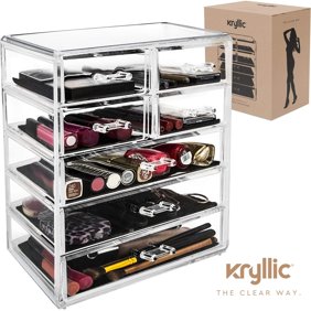 Zimtown Acrylic Clear Makeup Case Cosmetics Organizer 3 Drawer