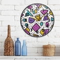 thumbnail image 3 of Yayeee Wall Clock Battery Operated 9.5" Silent Quartz Non-Ticking for Living Room Decor, Purple Retro Pattern, 3 of 8