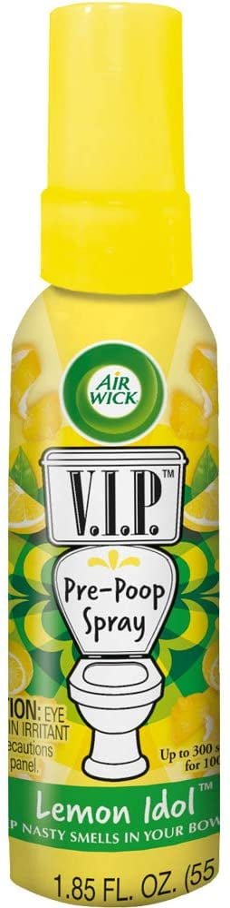 Air Wick V.I.P. Pre-Poop Toilet Spray, Up to 100 uses, Contains Essential Oils, Lemon Idol Scent, Travel size, 1.85 oz, Holiday Gifts, White Elephant gifts, Stocking Stuffers