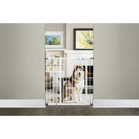 Carlson White Extra Tall Gate with Small Pet Door