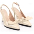 thumbnail image 4 of Women's Sexy Slingbacks Bow Stiletto Heels Closed Pointed Toe Pumps Bead Buckle Strap High Heels Dress Shoes, 4 of 6