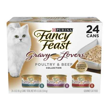 Purina Fancy Feast Gravy Lovers Poultry and Beef Gourmet Wet Cat Food Gravy Recipe Variety Pack 3oz (24 Pack)