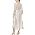 thumbnail image 2 of Alex Evenings Satin Ballgown Dress, V-Neck 3/4 Sleeve A-line with Pockets & Tie Belt, Satin, Women's, 2 of 2