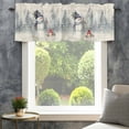 thumbnail image 4 of Christmas Snowman Farmhouse Short Window Curtain Valances, Retro Xmas Forest Trees Golden Snowflakes Rod Pocket Kitchen Valances for Living Room Bedroom Bathroom Cafe 42" x 12", 4 of 8