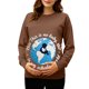 thumbnail image 2 of RKSTN Women's Maternity Sweatshirts Oversized Pregnancy Graphic Print Long Sleeve T Shirts Womens Casual Solid Plus Size Round Neck Loose Fits Comfy Funny Printed Pullover Hoodless Sweatshirt Tops, 2 of 7