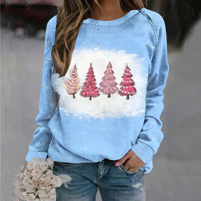 Qiopertar Femmes Décontracté Manches Longues Col Rond Hauts Chemises Amples Blouse Imprimé Saint-Valentin Chandail en Molleton Graphique Liquidation Livraison Gratuite à Moins de 5$ jusqu'à 90 % de Réduction