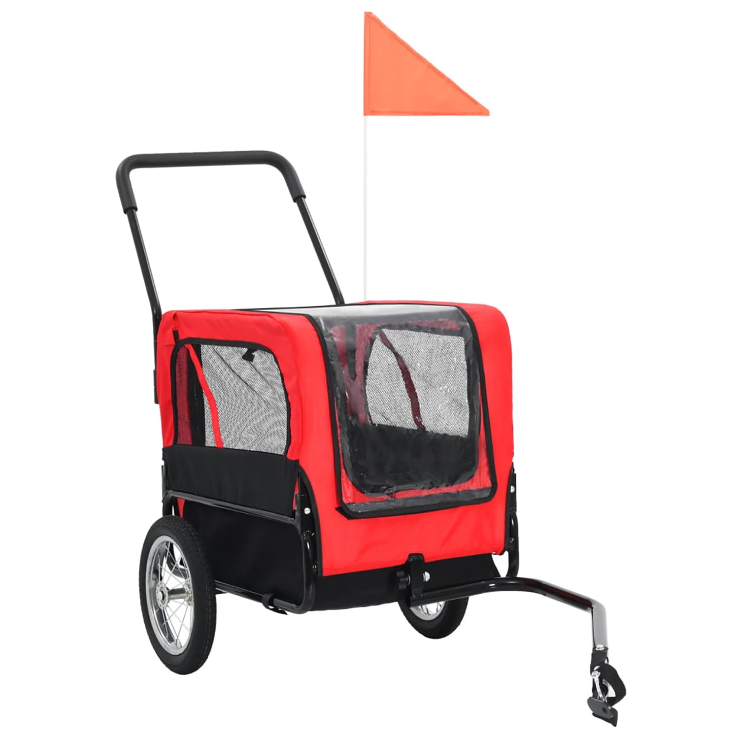 Pefilos 2-in-1 Dog Bike Trailer, Pet Stroller Bicycle Carrier w/Hitch, Suspension, Large Jogger with Visibility Flag and Reflectors, 55lb Weight Capacity, Red Pefilos 2-in-1 Dog Bike Trailer, Pet Stroller Bicycle Carrier w/Hitch, Suspension, Large Jogger with Visibility Flag and Reflectors, 55lb Weight Capacity, Red