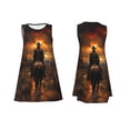 thumbnail image 7 of Uemuo Western Rainy Desert Cowboy Pattern Women’s Sleeveless Dress – Casual Summer A-Line Dress, Stylish and Comfortable Sundress for Hot Weather, 7 of 7